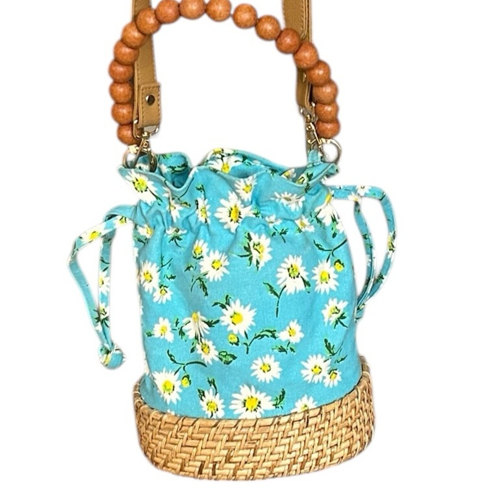 C&C California Blue Daisy Floral Basket Bag